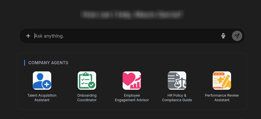 Company Agents grid on the home screen