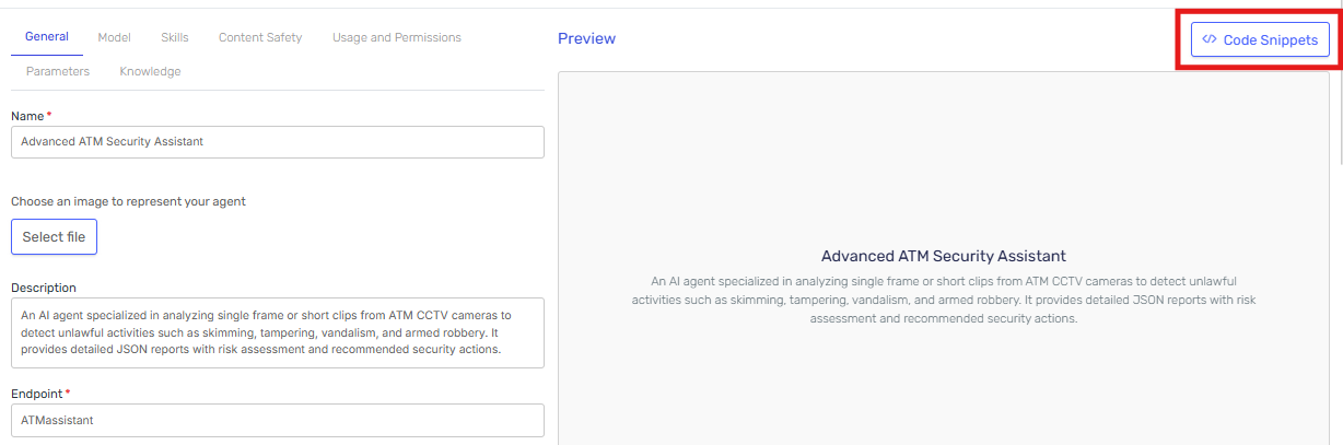 Code Snippets button
