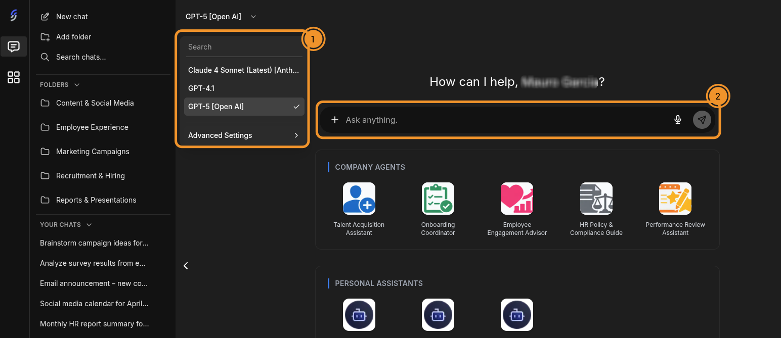 Choose a model and type your message