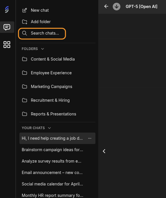 Access and search previous chats