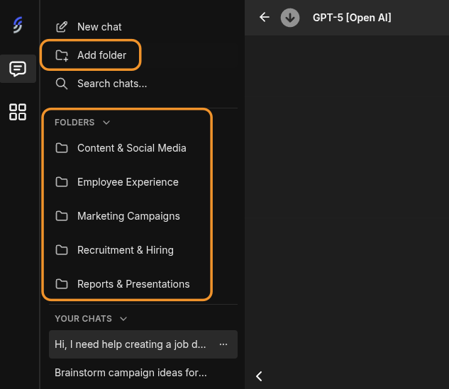 Grouping chats using folders