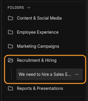 Drag and drop chats into folders