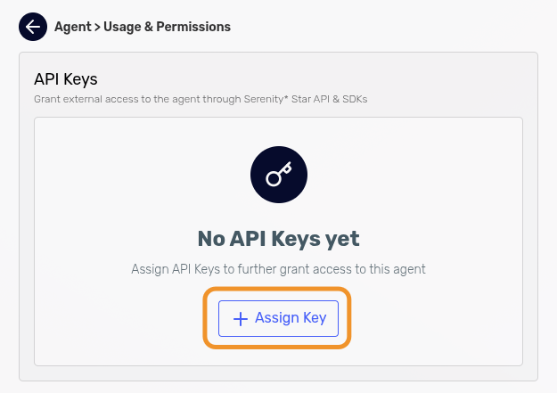 Assign Key button in agent permissions section