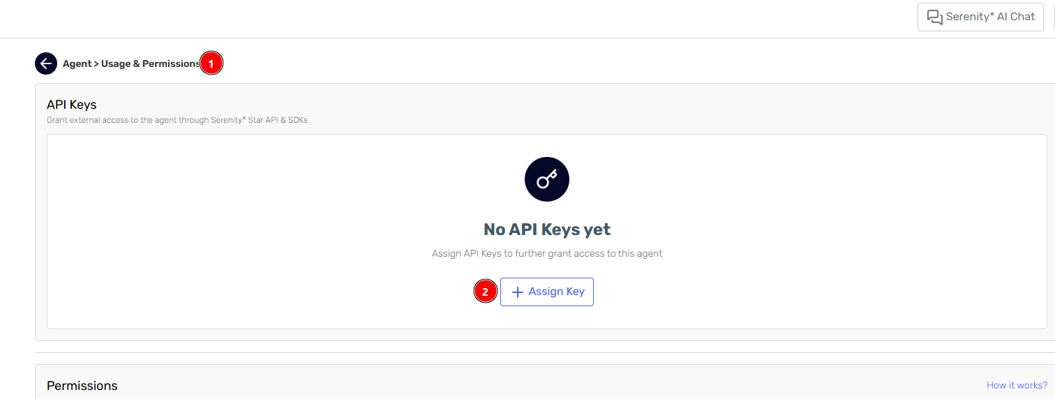 Assign Key button in agent permissions section