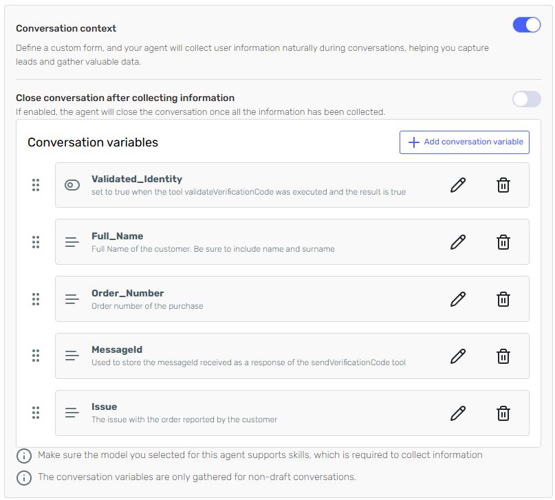Conversation Variables Configuration
