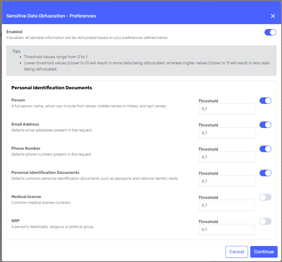 Data Obfuscation Configuration