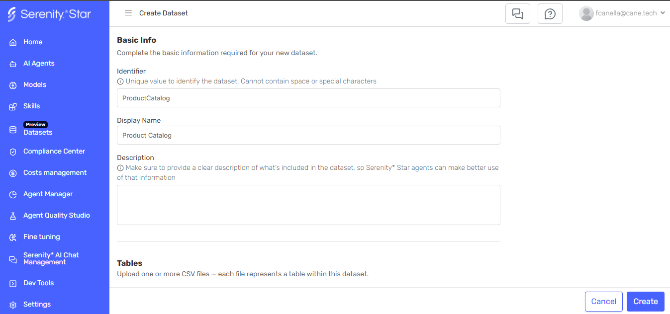 Dataset creation form