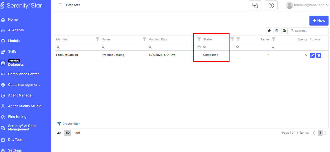 Dataset processing status