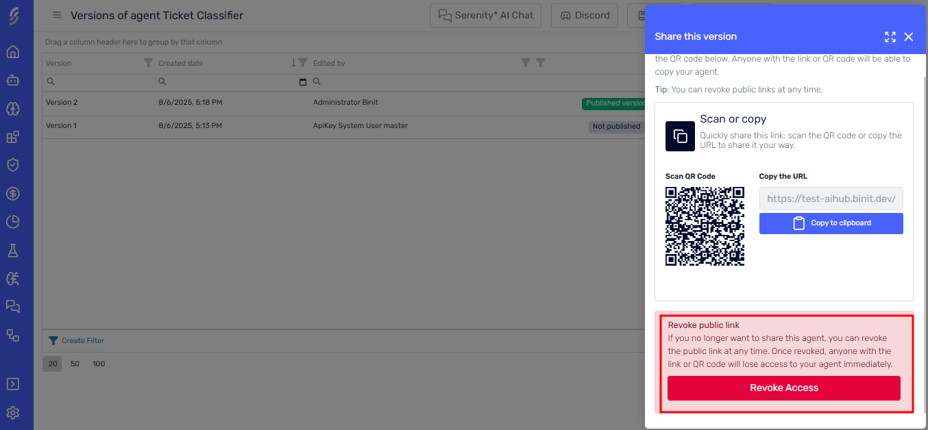 Revoke access option