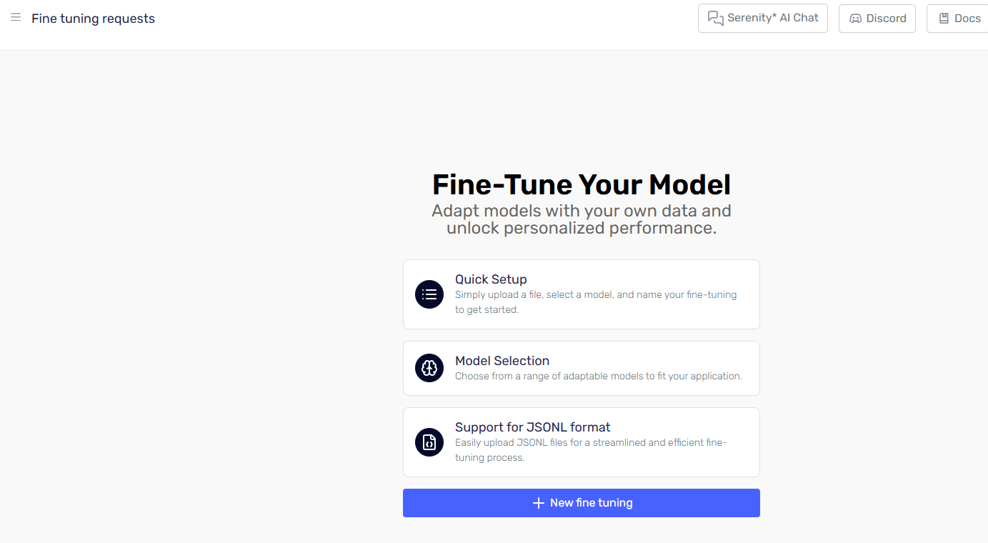 Fine tuning dashboard