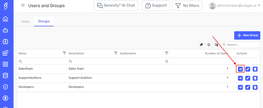 Details action on group row