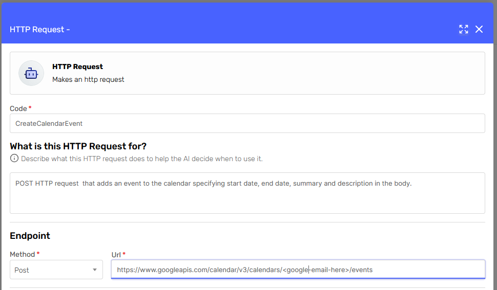 HTTP Request Skill Form
