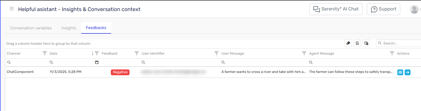 Feedback view screenshot