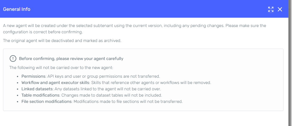 Agent migration to a different subtenant