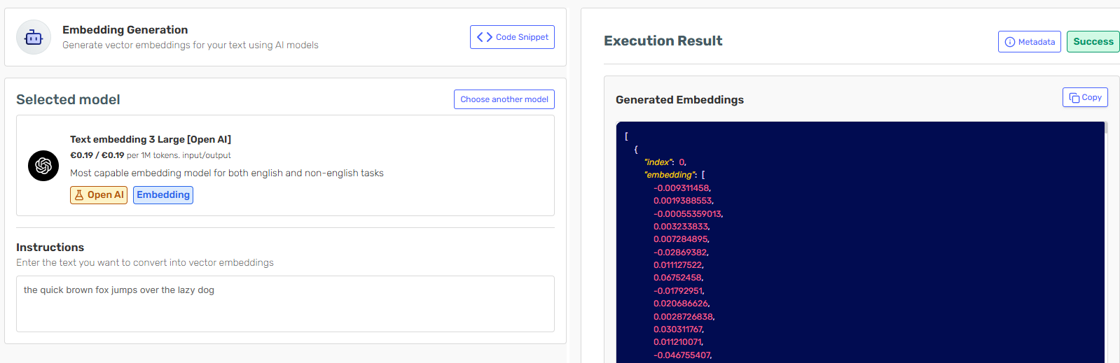Embedding generation