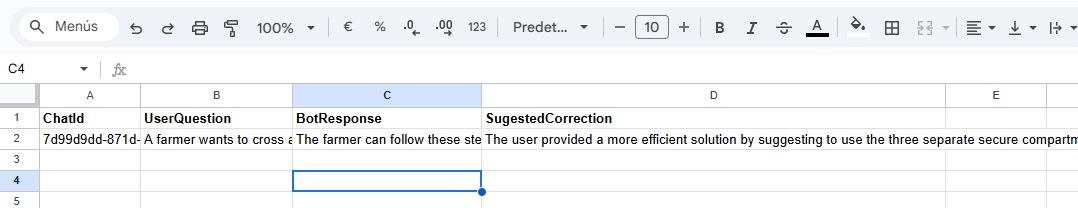 Stored data screenshot