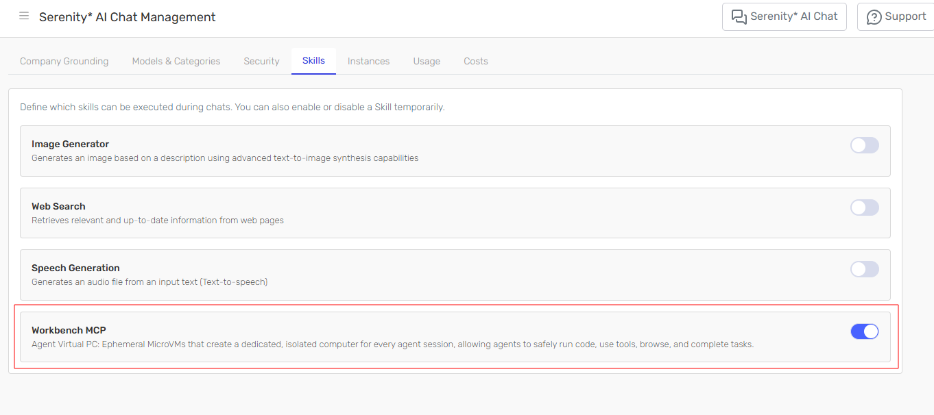 Serenity Workbench available from AI Chat