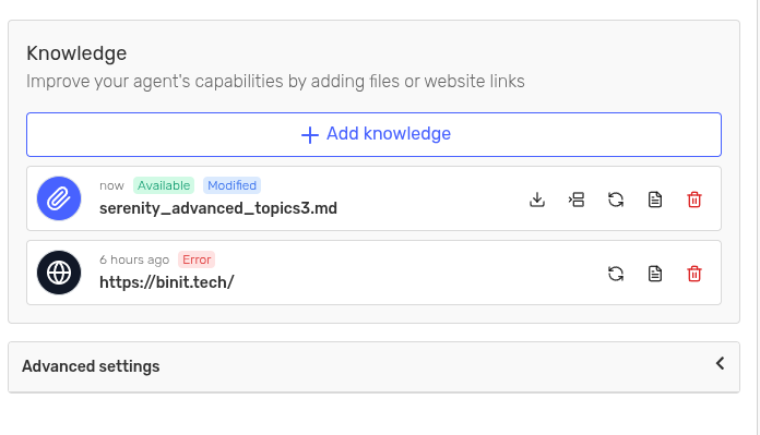Knowledge - New list of files