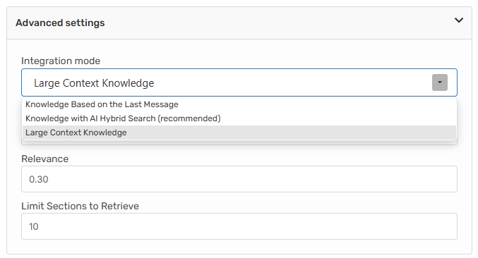 Agent Knowledge Settings