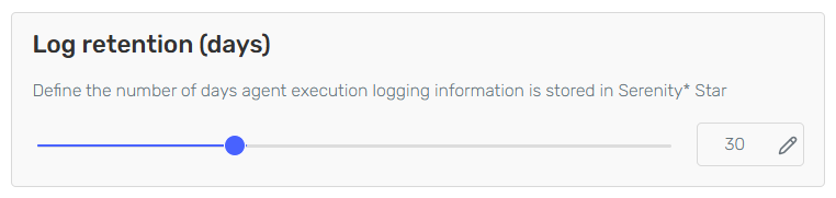 Log retention slider in the agent's usage and permissions section