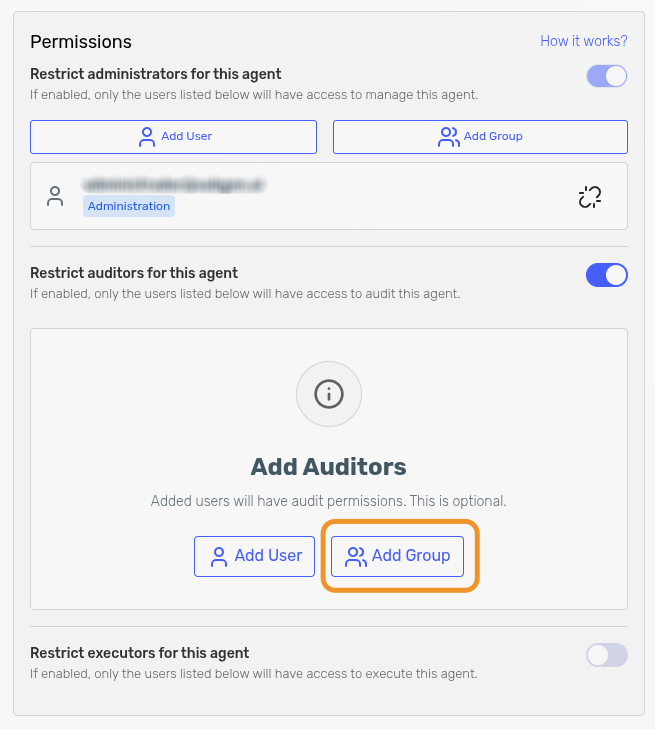 Add Group button in restriction section