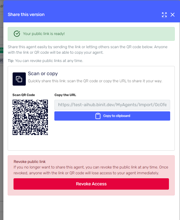 Public link ready indicator