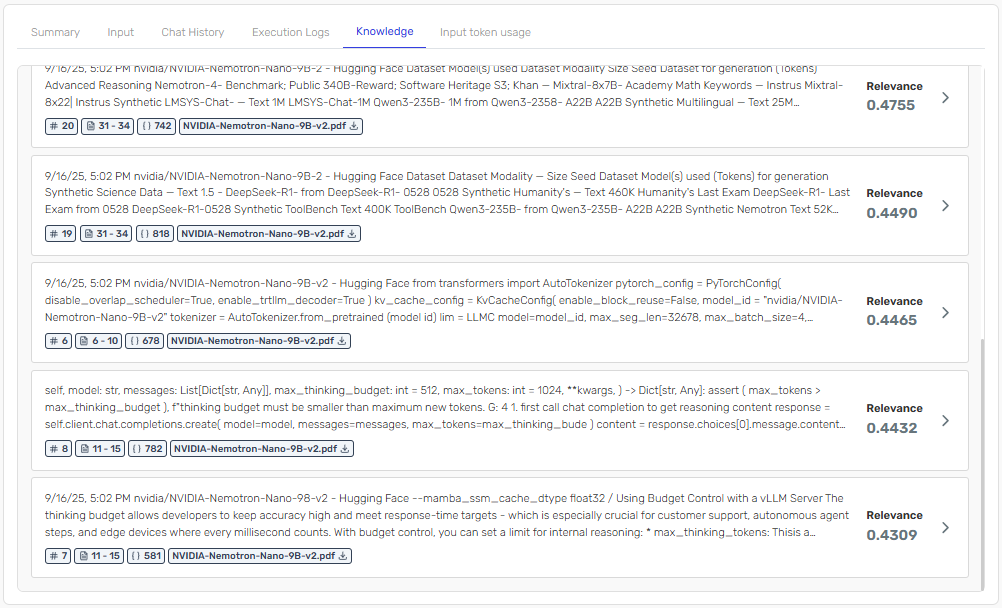 Sections Retrieved with Hybrid Search