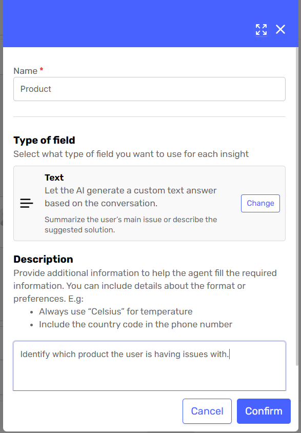 Text field example