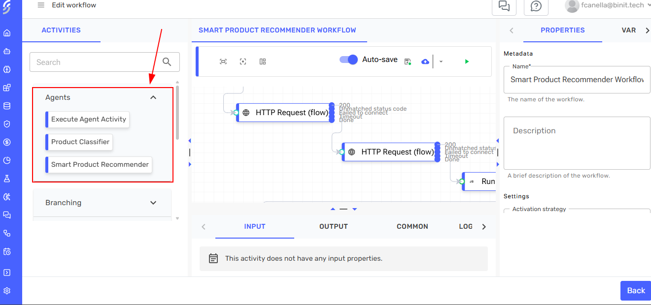 Custom agent activities