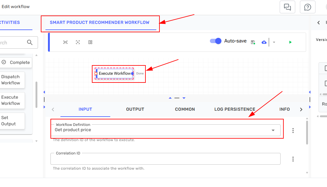 Execute workflow activity