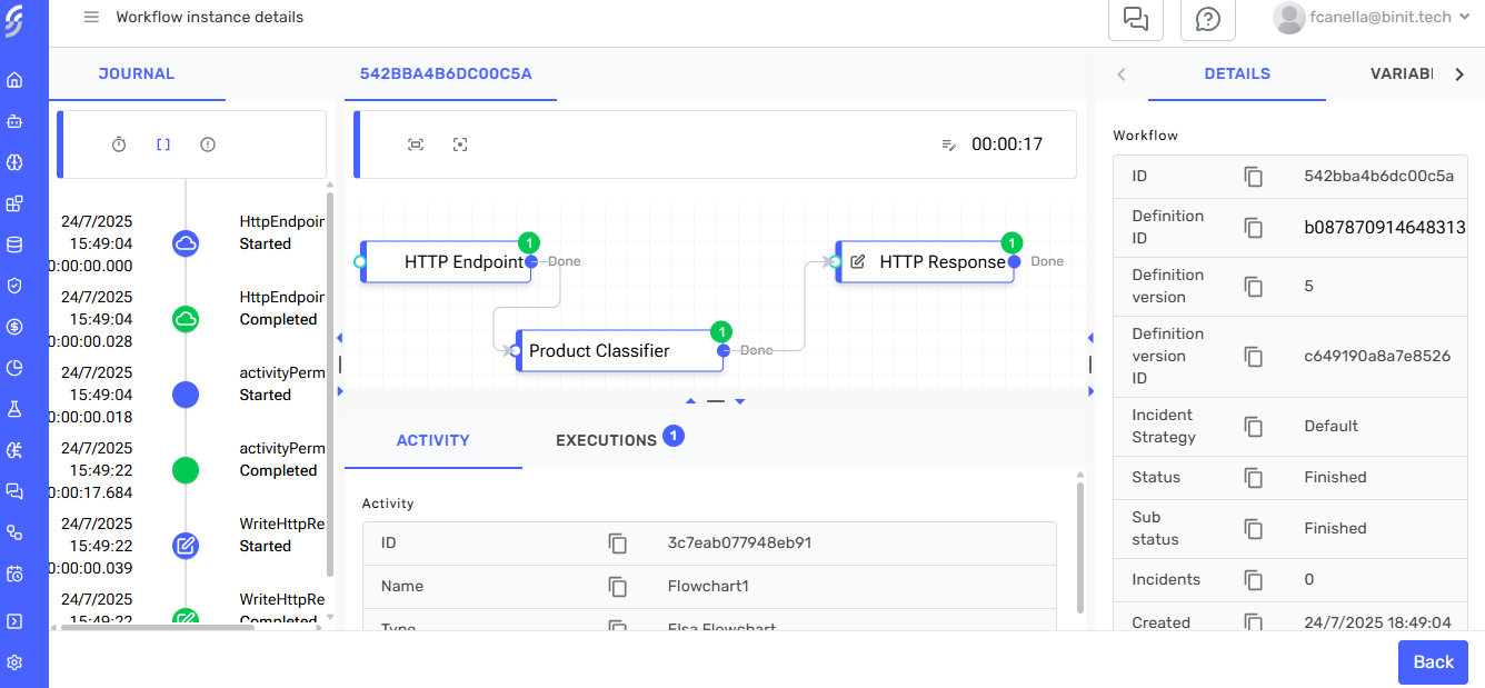 Workflow instance detail view