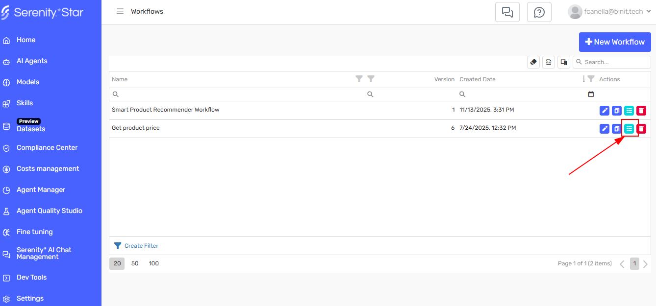 View instances button